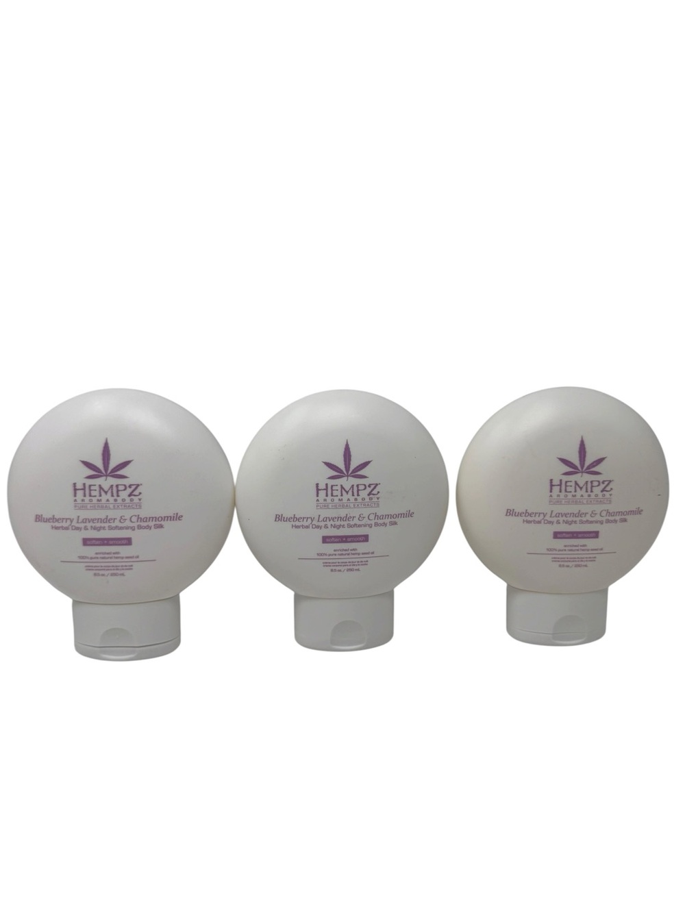 Lot of 3 Hempz Blueberry Lavender Chamomile Herbal Body Silk Moisturizer Lotion